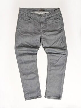 NUDIE JEANS Mens 34x32 Dry Granite Grey 'Lean Dean' Taper Slim Fit Stretch